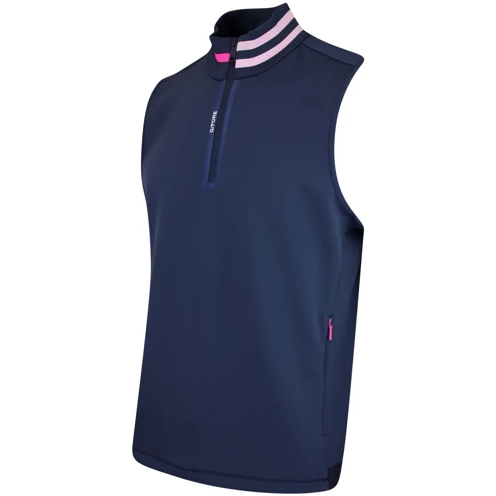 G/FORE Men’s Double Knit Piqué Golf Vest in Atlantic Navy Blue Size Small